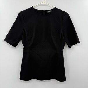 Theory Cotton Ponte Fitted Short-Sleeve Shell small